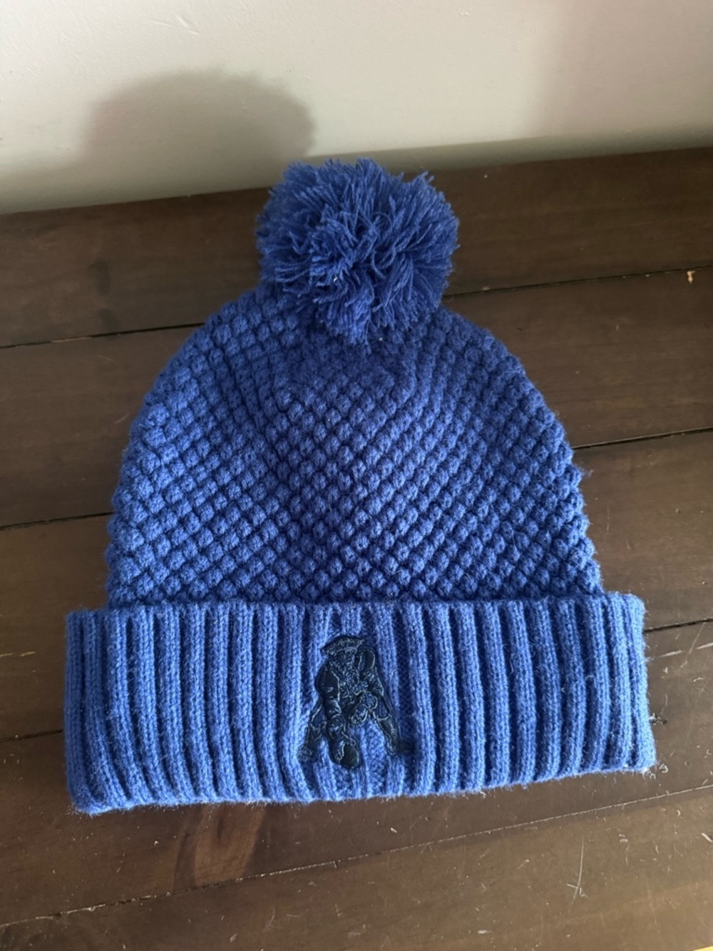 New England Patriots Knit Beanie Hat Blue Pom NFL Official Licensed Winter Cap